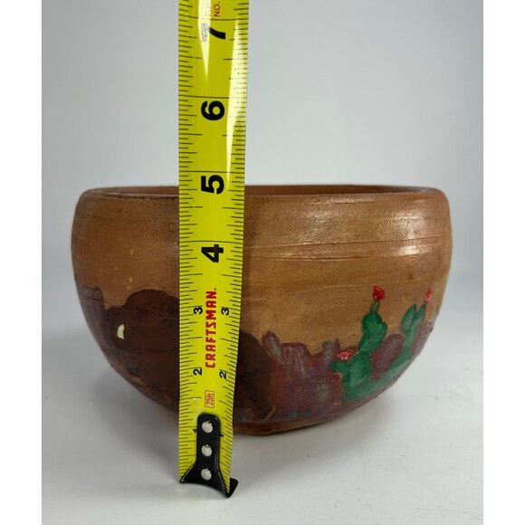 VTG Handmade Art Pottery Planter Terracotta Hand Painted SIGNED Made in Mexico - Picture 7 of 11